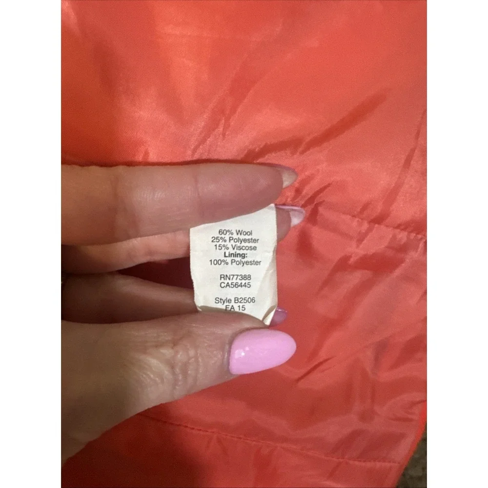 J.CREW‎ Peacoat "City Coat" Cocoon Stadium Jacket Zip Orange Womens Size 6 - Picture 7 of 10